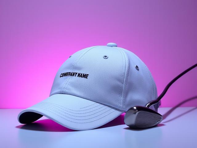 고급스러운 화이트 골프 캡과 골프 클럽